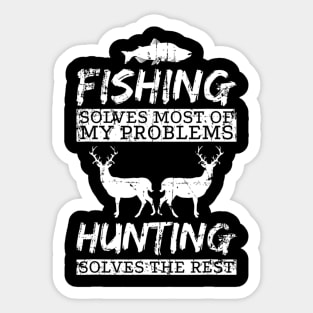 Funny Fishing Hunting Solves Problem Fish Deer Big Game Gift Sticker